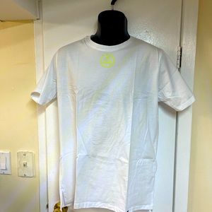 White t-shirt, inh sportwear brand, white and green neon